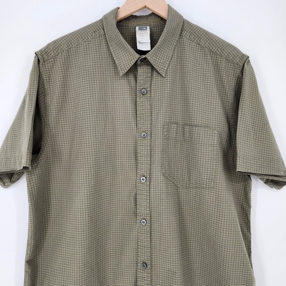 The North Face Plaid Short Sleeve Camp Shirt Mens XL Khaki Green Hiking Outdoor - Picture 3 of 11